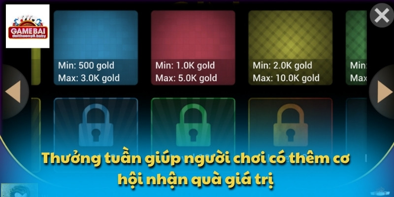 Thưởng tuần giúp người chơi có thêm cơ hội nhận quà giá trị